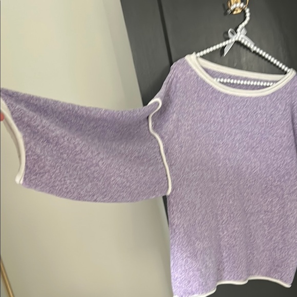 Lavender Women's Sweater with White Trim - Picture 2 of 3